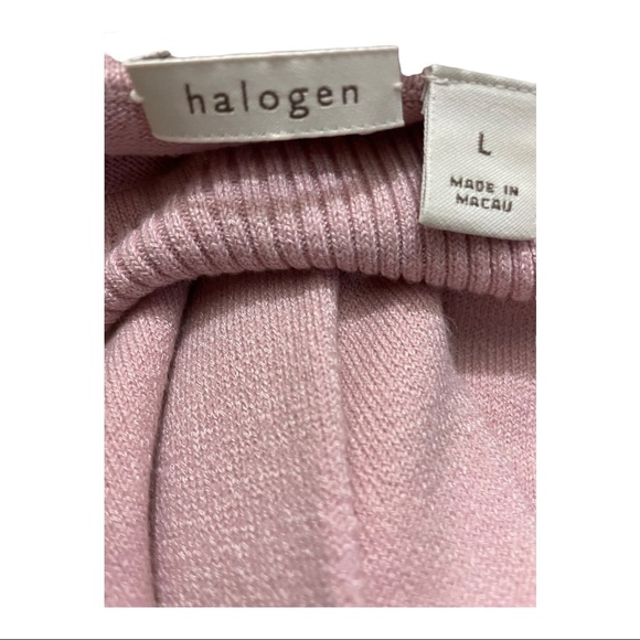 Halogen womens turtleneck ribbed details long sleeve sweater Viscose pink large - Picture 12 of 12